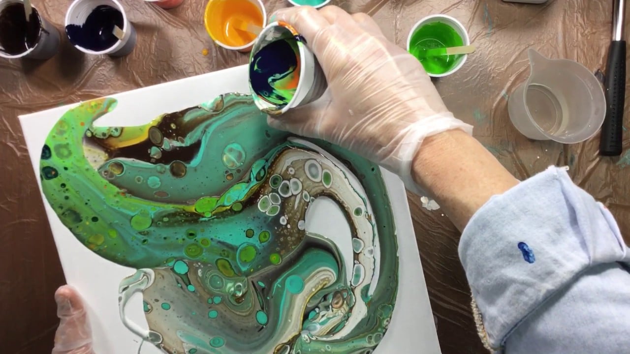 ( 103 ) Acrylic pouring floetrol + poringmedium + silicone