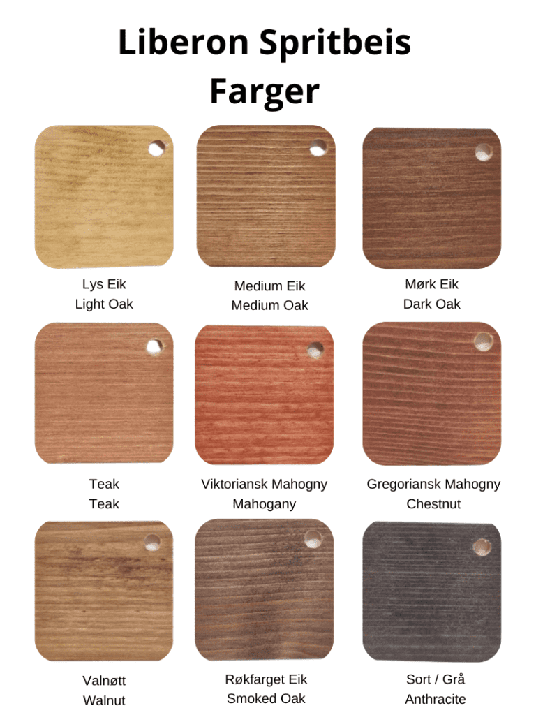Liberon Spritbeis Spirit Wood Dye  Farger
