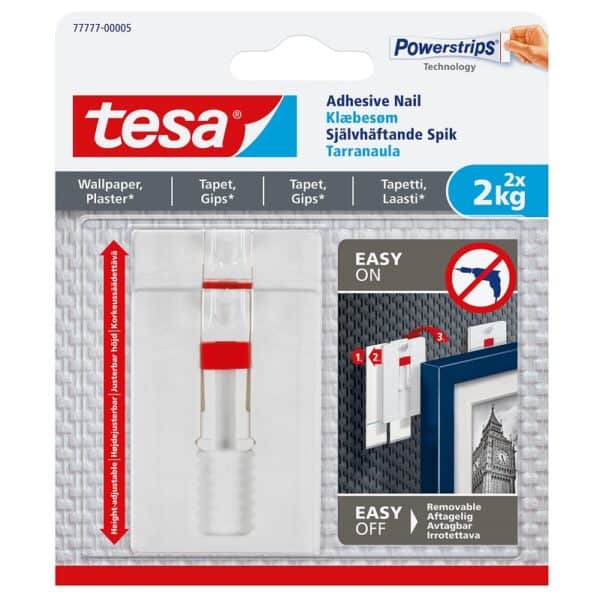 Tesa justerbar limspiker for tapet og gips 2 x 2kg