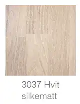 Fargeprøver på eik Osmo topoil 3037 Hvit Silkematt