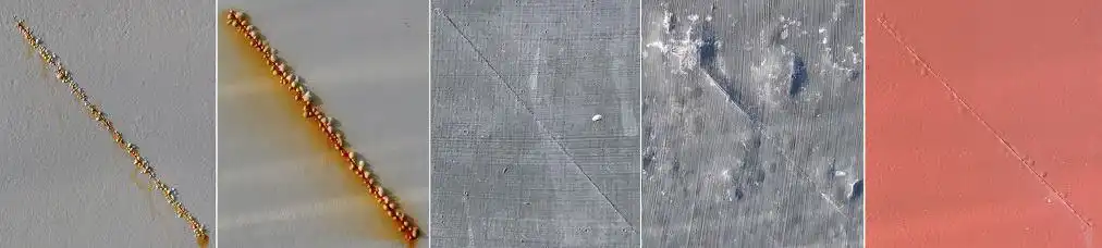 Rusttest etter 3 måneder f.venstre Ferro-Guard 2 strøk og 3 strøk, Zinga 2 strøk og 3 strøk, Corroless