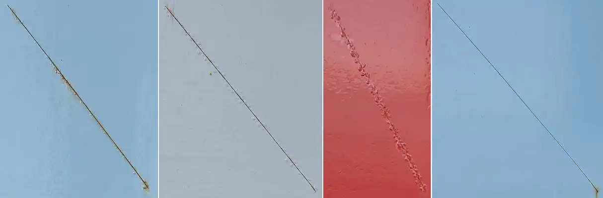 Sammenligning rusttest 2 måned f.venstre Pilot ACR, Power coat, Alkyton, Hempel 2-K