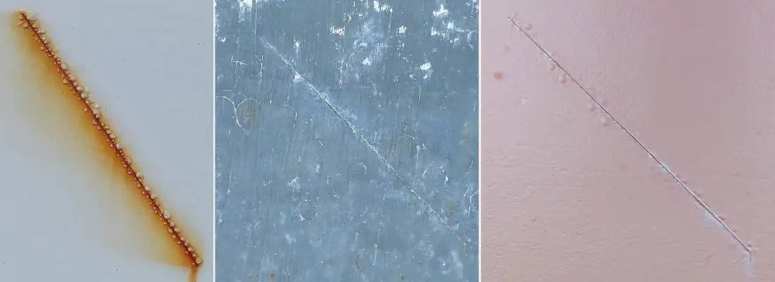 Sammenligning rusttest etter 2 måneder f.venstre Ferro-Gurd, Zinga, Corroless rustomvandler