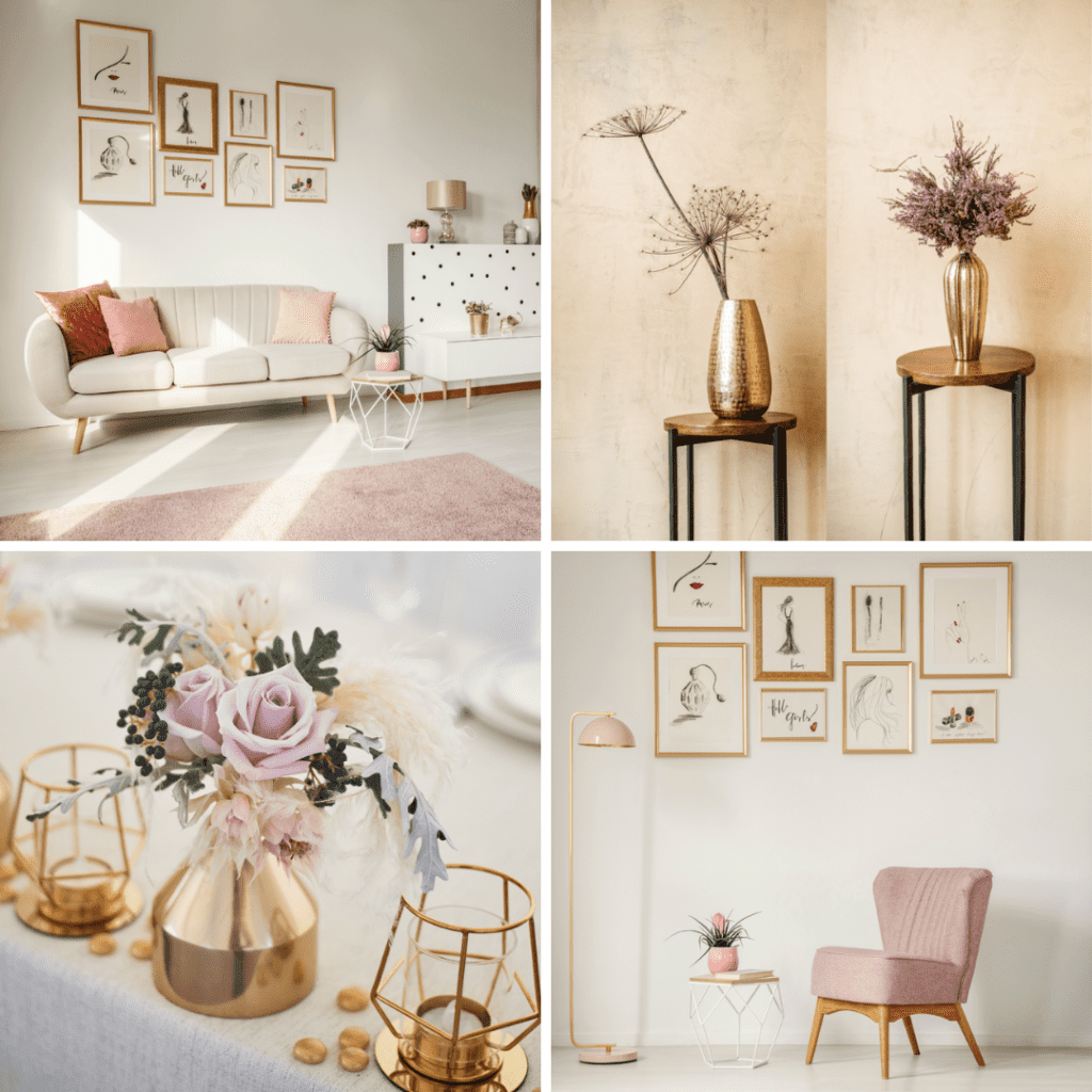 Gulldetaljer med rosa - Gullmaling inspirasjon