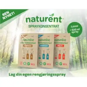 Naturent Spraykonsentrat - naturlig og klimasmart rengjøring 2x500 ml Baderomspray Kjøkkenspray Multispray Miljøvennlig vaskemiddel