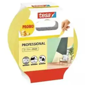 MASKERINGSTAPE PROFESSIONAL GUL 25mmx25m 2pk TESA