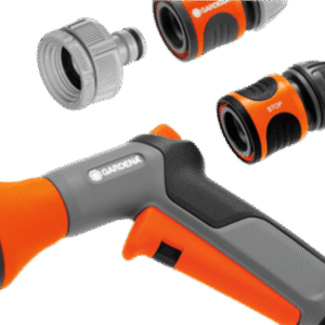 Slangen monteres på veggen. Etter bruk kveiler slangen seg automatisk tilbake til en minimal størrelse. Dette eliminerer behovet for å rulle ut og opp slangen igjen. Slangelengden er 10m, ideell til vanning av planter på små områder. Den medfølgende pulssprøyten ligger godt i hånden, vannmengden kan reguleres trinnløst og pulsavtrekkeren kan låses ved behov.